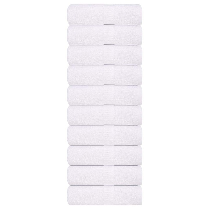 Set prosoape cu sapun vidaXL, 10 buc, alb, 30x30 cm, 360 g/m², 100% bumbac, 0.36 kg