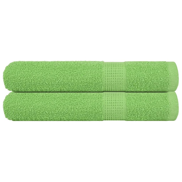 Комплект кърпи vidaXL, 2 бр, ябълковозелени, 100x200 см, 600 gsm, 100% памук, 1.35 kg
