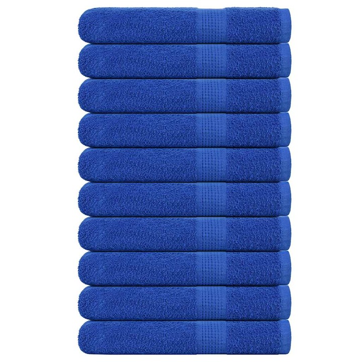 Prosoape vidaXL, 10 buc, Albastru, 100x200 cm, 360 g/m², 100% bumbac, 6.71 kg