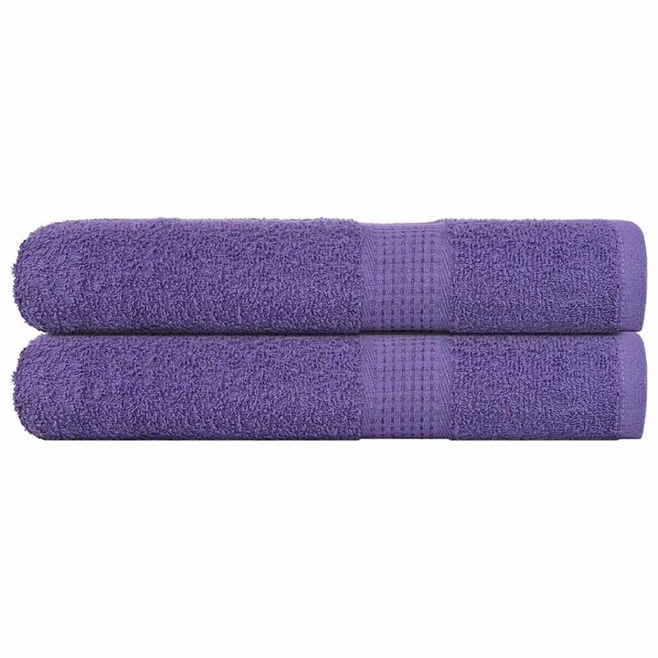 Prosoape vidaXL, 2 buc, Violet, 100x200 cm, 360 g/m², 100% bumbac, 1.36 kg