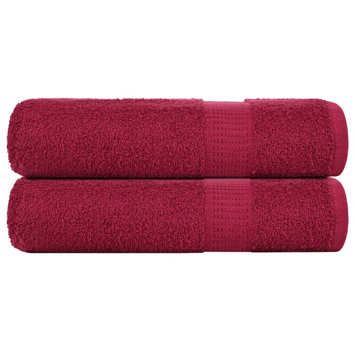 Кърпи за душ vidaXL, 2 бр., Бордо, 70x140 см, 360 гр/м², 100% памук, 0.68 кг
