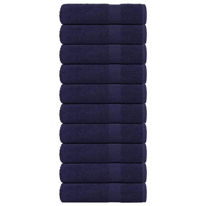Комплект кърпи за баня vidaXL, 10 бр, нейви сини, 100x150 см, 360 gsm, 100% памук, 4.95 kg