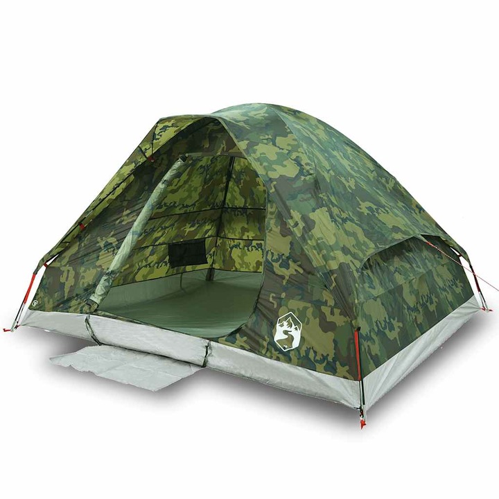 Cort de camping cupola vidaXL, pentru 2 persoane, camuflaj, impermeabil, 2.7 Kg 4009641