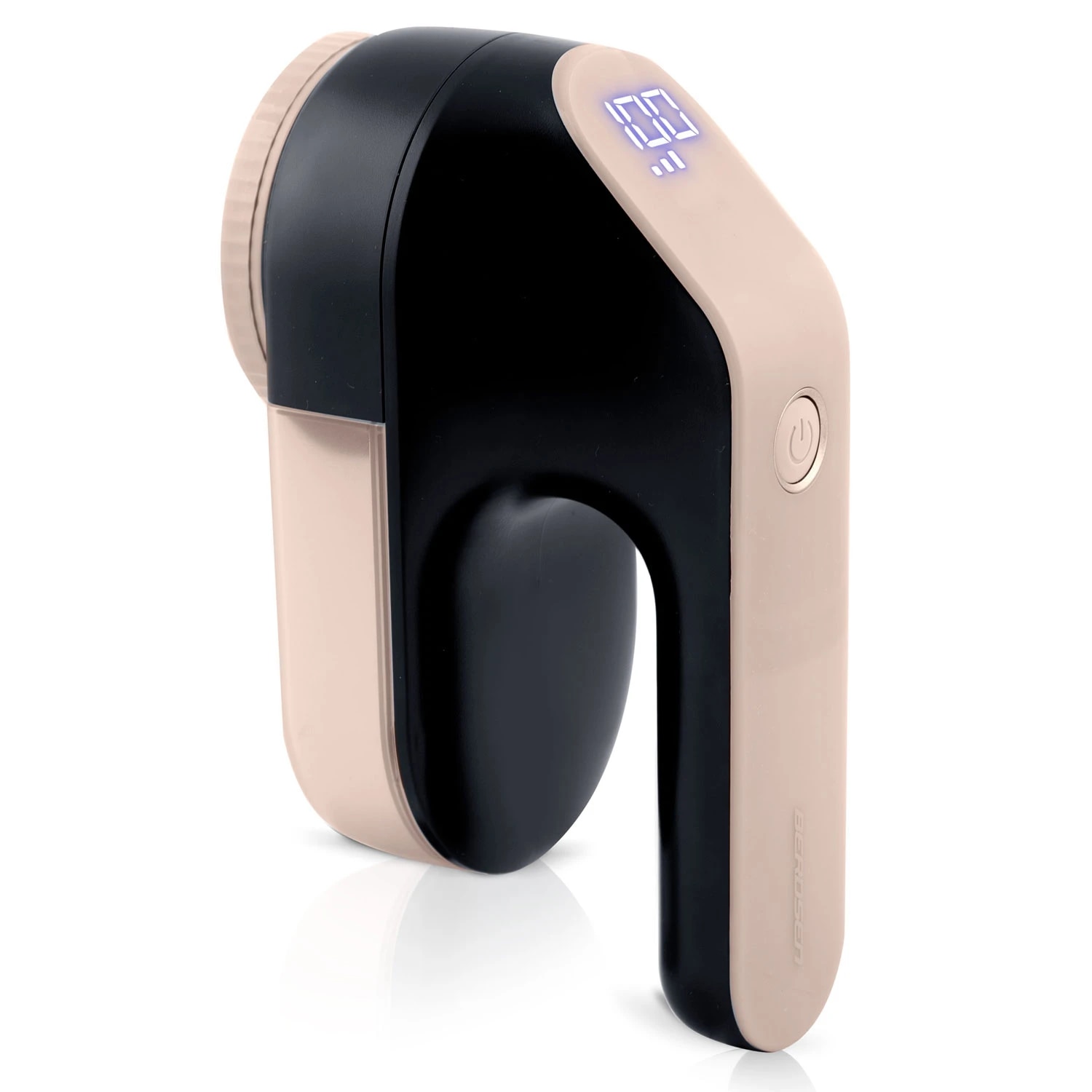 Aparat de curatat scame electric, lame din otel inoxidabil, ecran LCD, 3 niveluri de intensitate a puterii, recipient mare de 120 ml, baterie 2000 mAh, negru si roz