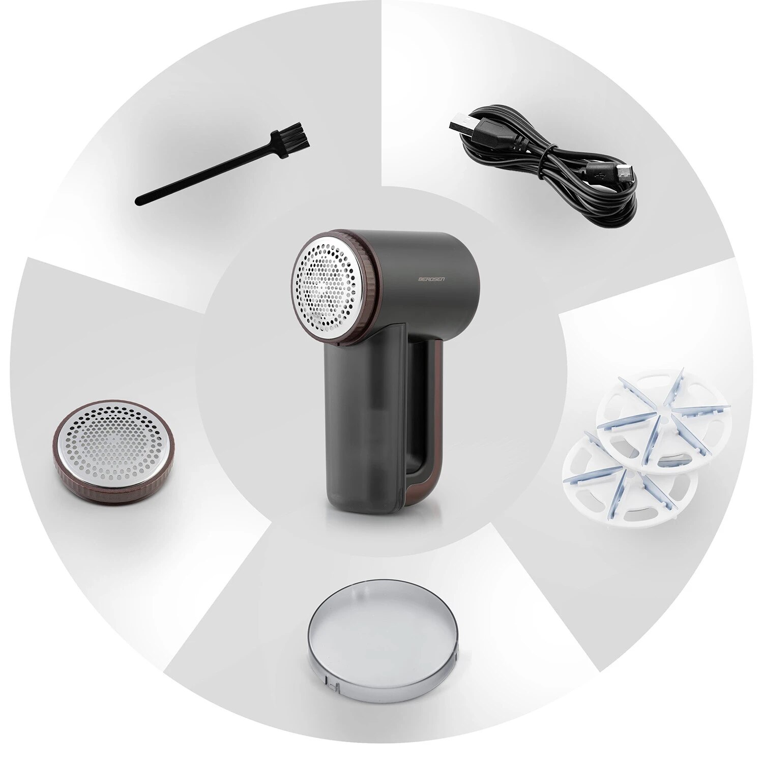 Aparat de curatat scame electric, lame din otel inoxidabil, ecran LCD, 3 niveluri de intensitate a puterii, recipient mare de 120 ml, baterie 2000 mAh, negru