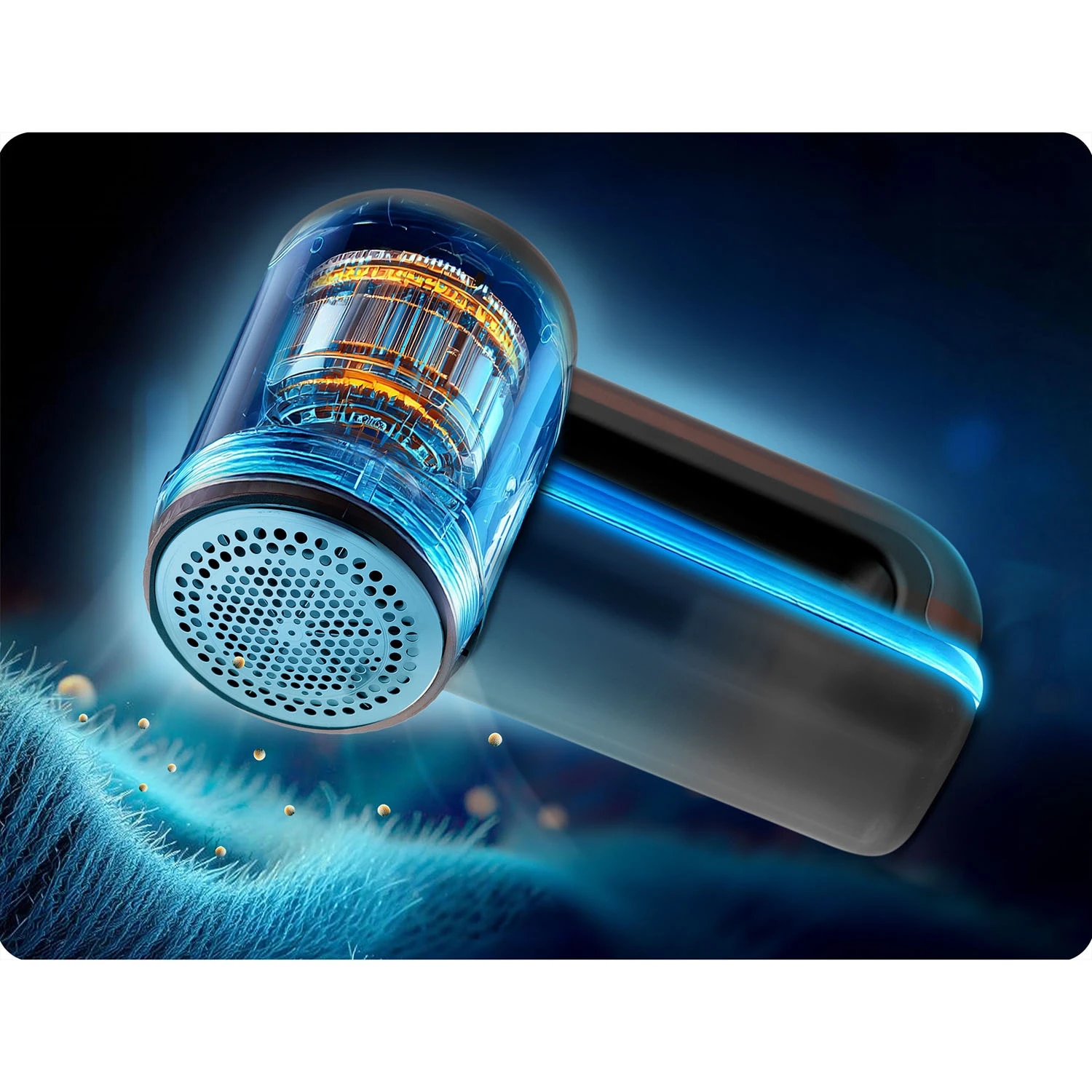 Aparat de curatat scame electric, lame din otel inoxidabil, ecran LCD, 3 niveluri de intensitate a puterii, recipient mare de 120 ml, baterie 2000 mAh, negru