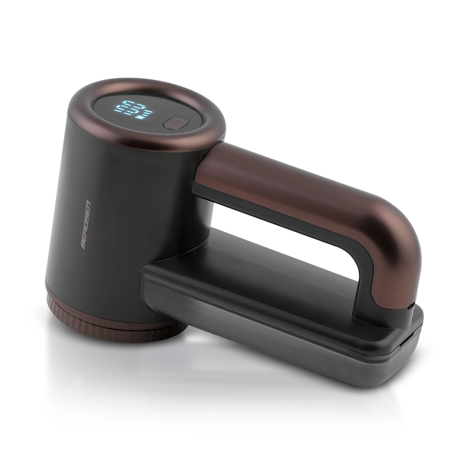 Aparat de curatat scame electric, lame din otel inoxidabil, ecran LCD, 3 niveluri de intensitate a puterii, recipient mare de 120 ml, baterie 2000 mAh, negru