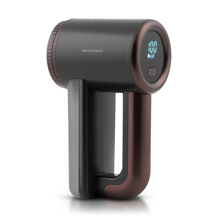 Aparat de curatat scame electric, lame din otel inoxidabil, ecran LCD, 3 niveluri de intensitate a puterii, recipient mare de 120 ml, baterie 2000 mAh, negru