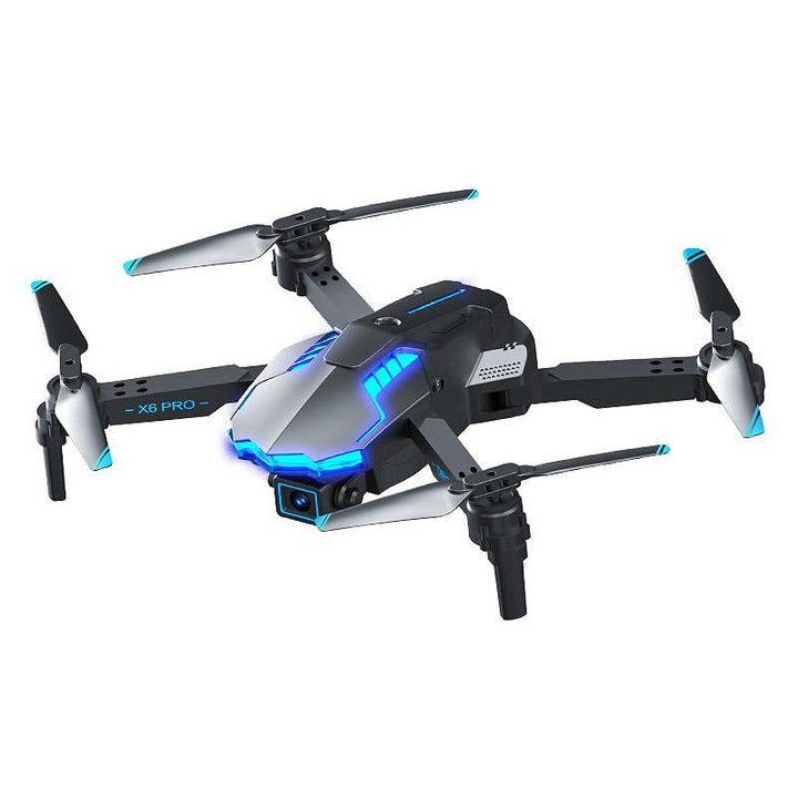 Дрон LS X6, 4k HD Камера, 360 ​​​​градусово въртене, 2 батерии, Време за полет с една батерия 15 минути, Контролно разстояние 1500 метра, Черен
