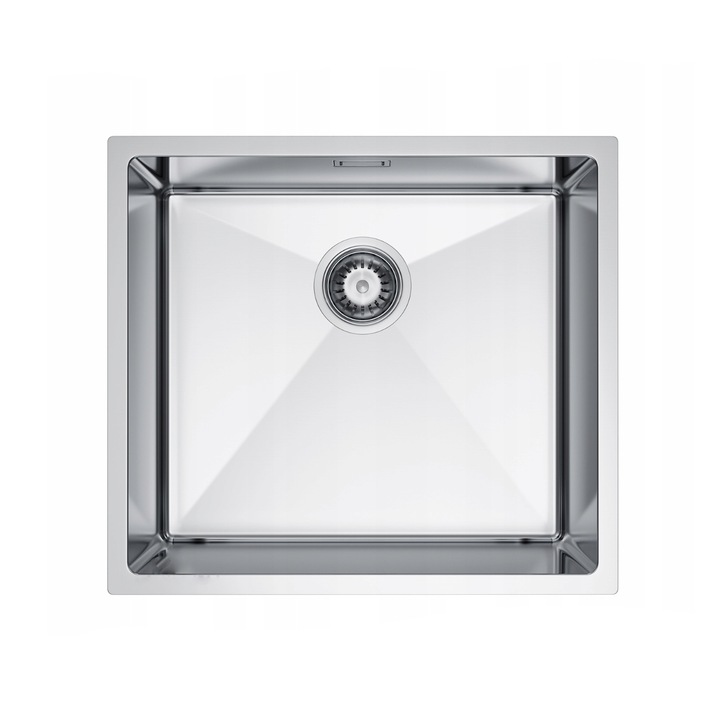 Кухненска мивка, Квадратна, ANW HOME HD-4444, Неръждаема стомана INOX, Сатенено покритие, Размери 44x44x21 см, Със сифон в комплекта