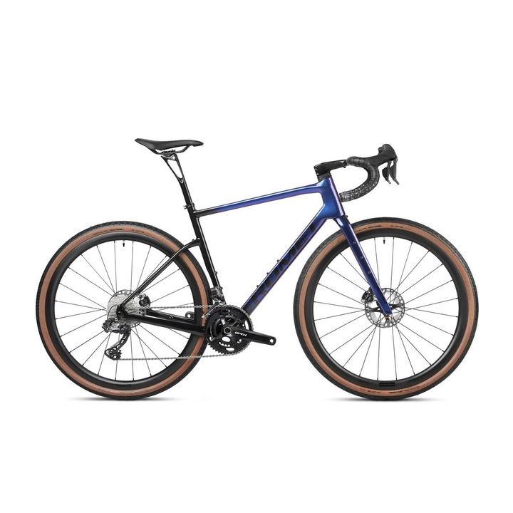 Велосипед Gravel Romet NYK 3.0, карбон, Shimano GRX DI2, син/черен, 28 инча, размер 54