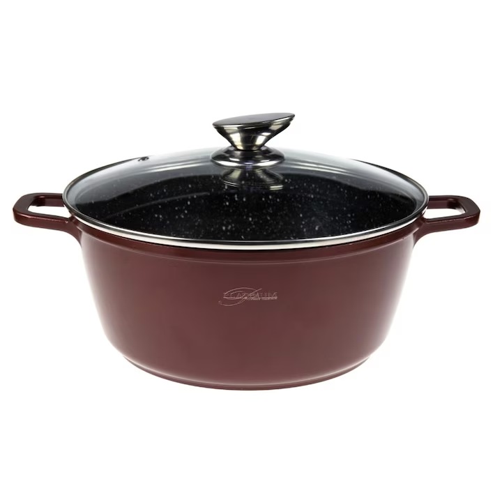 Fazék fedővel 28cm, 6L, márvány bevonattal
