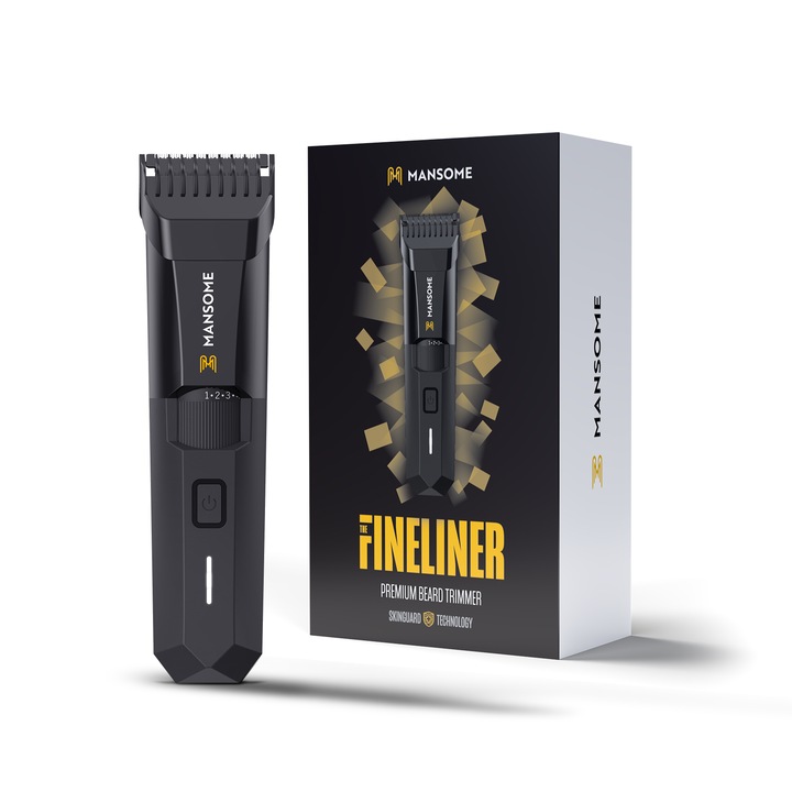 Aparat de tuns barba, MANSOME, Fineliner, 20 lungimi de tuns, inox, negru