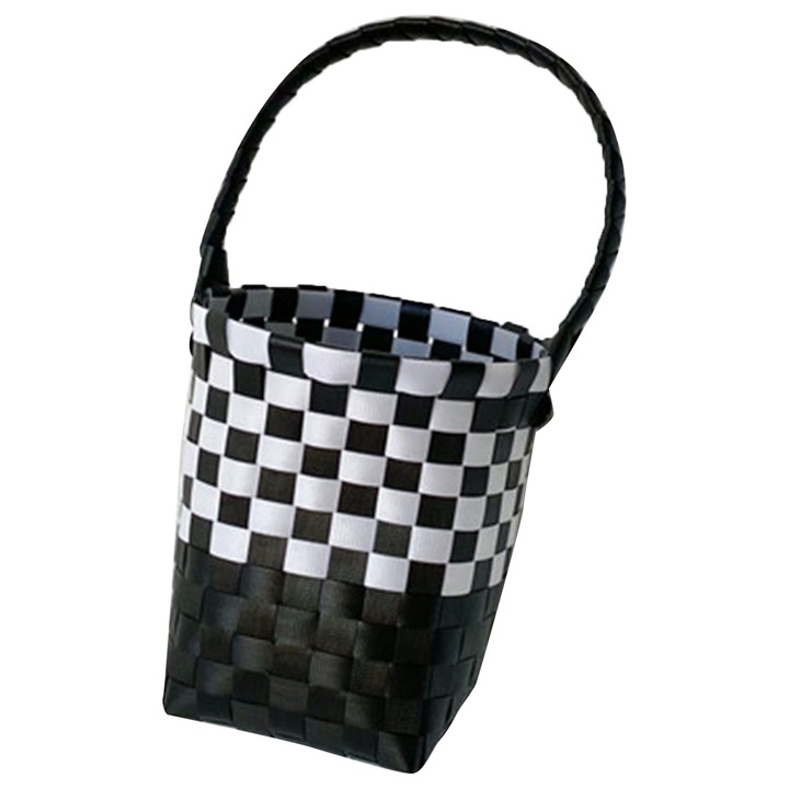 Geanta dama, BGHYHYHI, material din paie, alb/negru