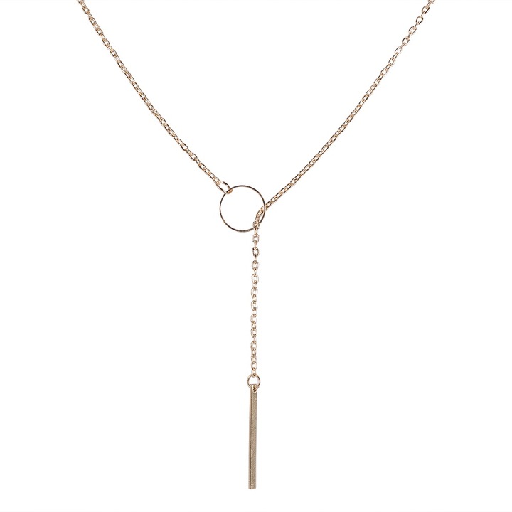 Colier delicat dama, BGHYHYHI, design minimalist, auriu, 62cm