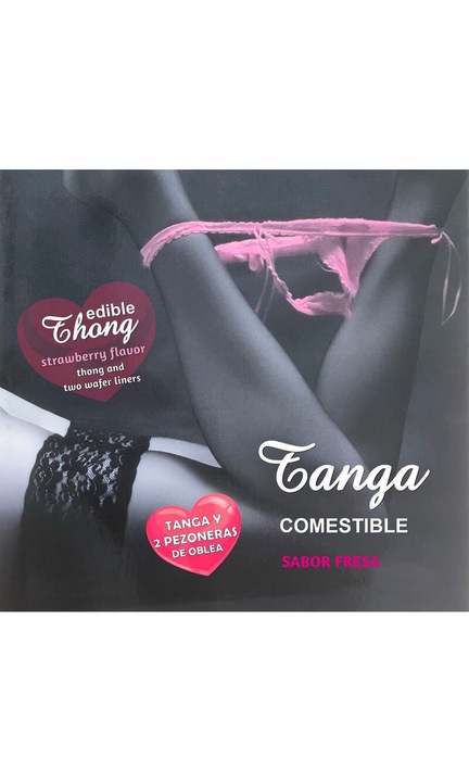 Lenjerie comestibila, tanga si nipple cover, cu aroma de capsuni, 2 piese