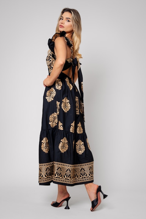 Hosszu ruha kivágott hátrésszel, Fekete 12739, Fekete, One Size