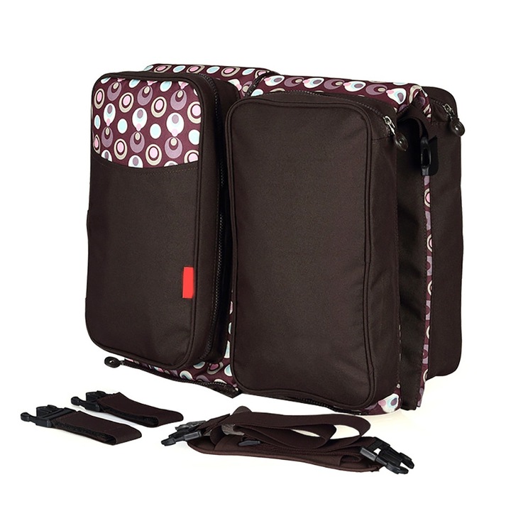 Geanta multifunctionala pentru carucior, pliabila, mare, pentru bebelusi, tip mumie, Geanta de umar (Maro)