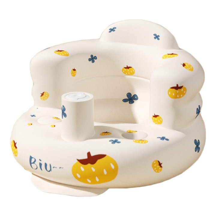 Scaun gonflabil pentru bebelusi, din PVC, portabil, din desene animate, dragut pentru copil mic, sezut, invatare, antrenament, scaun de dus