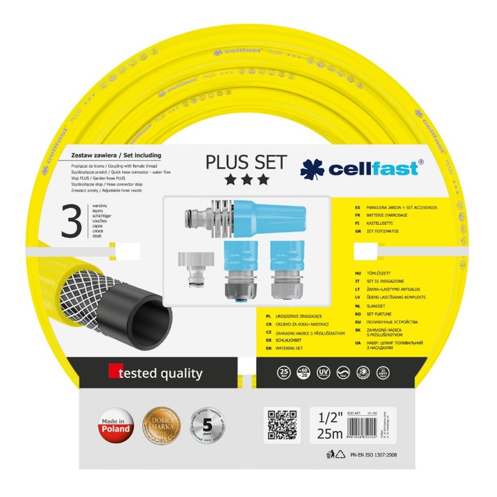 Kerti tömlőkészlet, PLUS, ½ 25m