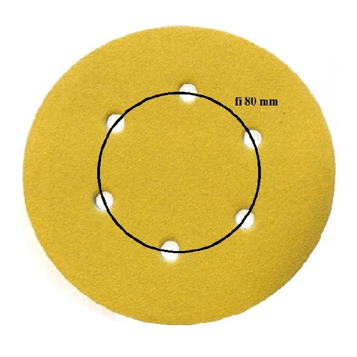 Set 100 buc disc abraziv DEERFOS CA331 GOLD 150 mm 6 gauri granulatie 240, prindere arici (cu scai, velcro)