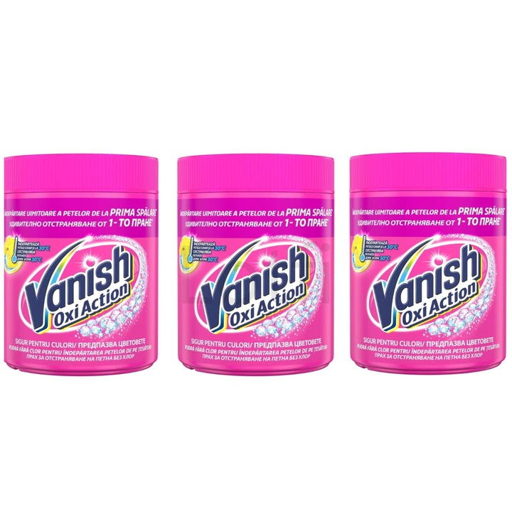 Pachet 3 x Vanish Oxi Pink pudra curatare pete 423 g