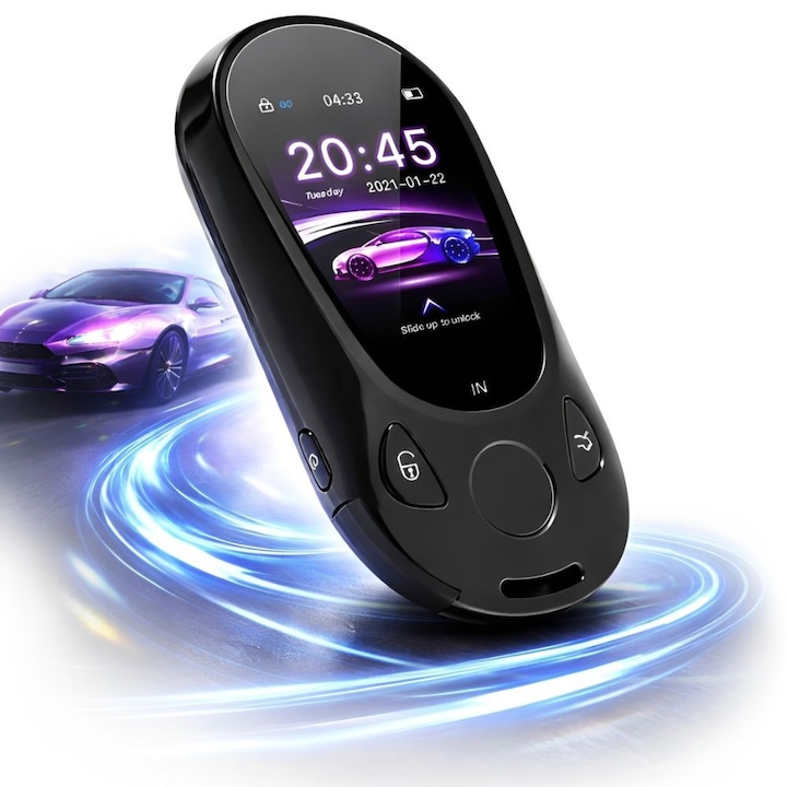 Cheie auto smart, Universala, Pentru masina Keyless GO, Ecran tactil LCD, Functie anti-pierdere, Blocare si Deblocare automata, Logo personalizat, Criptare avansata pentru securitate, Smart key car, Mercedes, Bmw, Audi, VW, Skoda etc