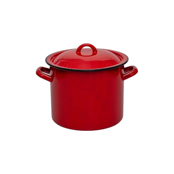 Oala emailata cu capac 6 L, rosu