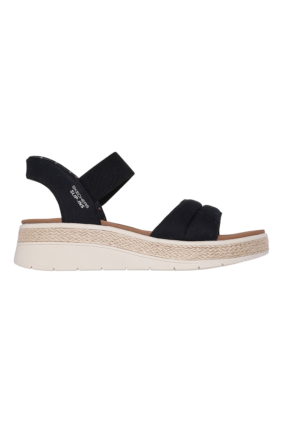 Skechers, Sandale cu talpa wedge Slip-Ins™ Bobs Sun Ray, Negru stins, 39