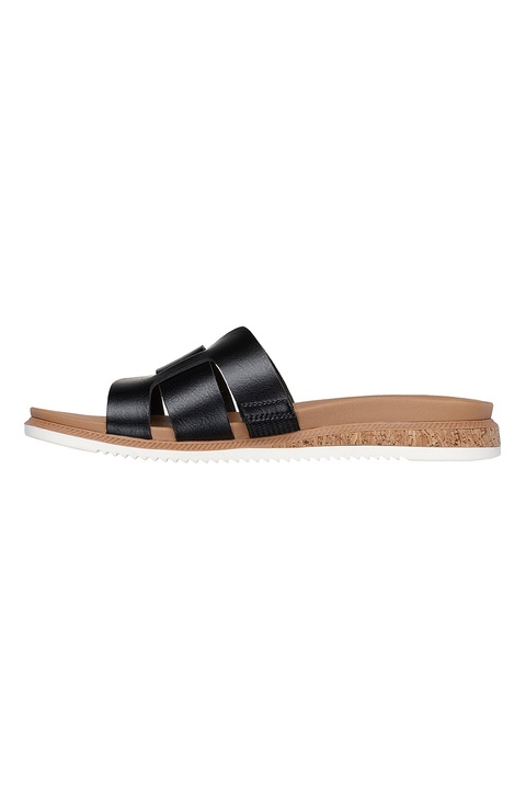Skechers, Papuci de piele ecologica Desert Kiss, Negru, 35.5