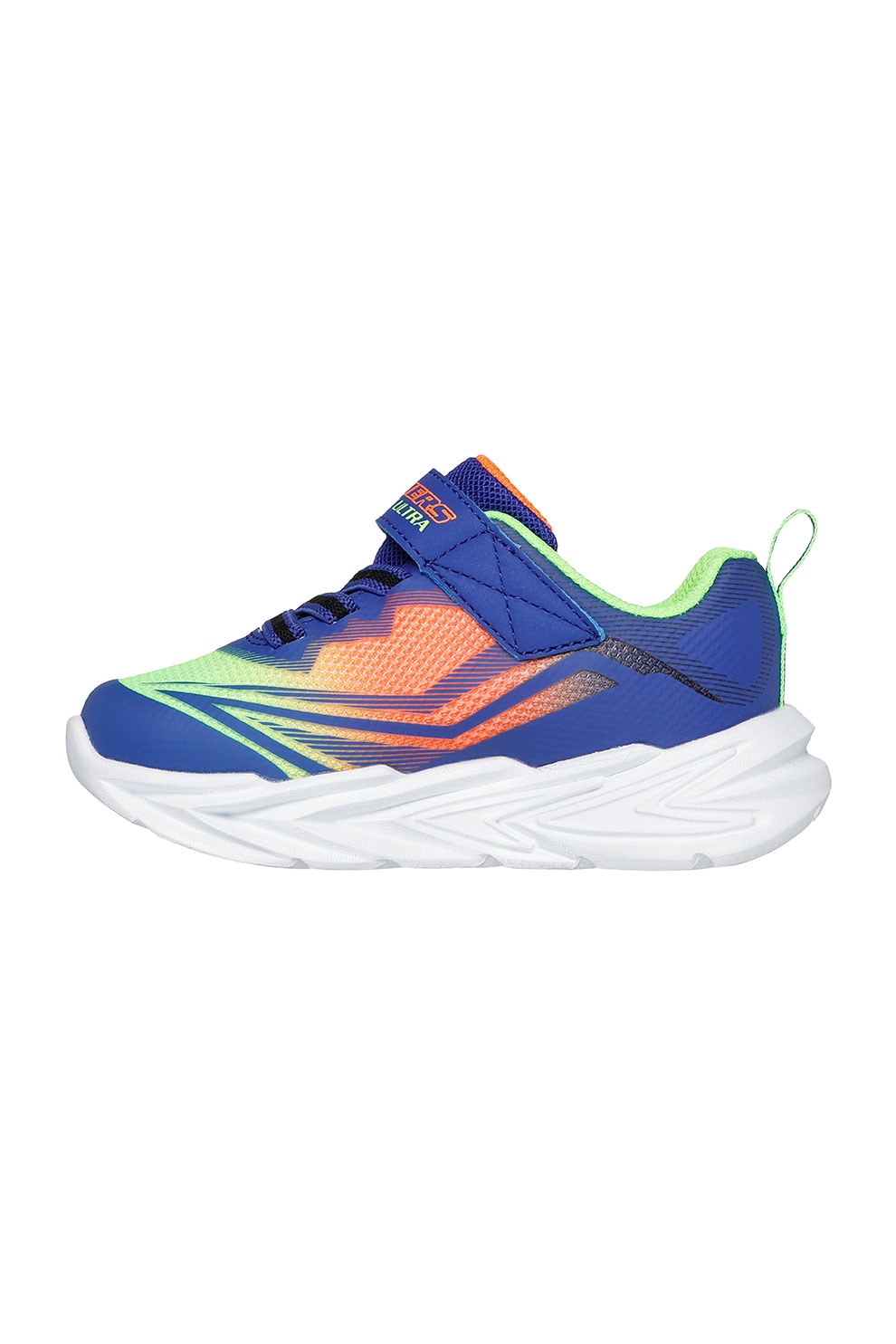 Skechers, Pantofi sport de piele ecologica cu model grafic, Verde neon, Albastru, 22 EU