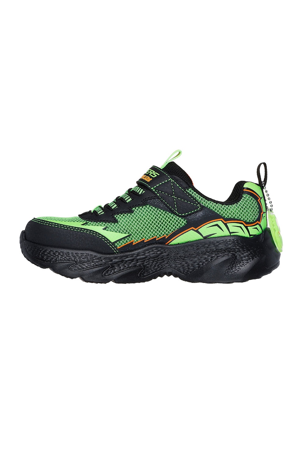Skechers, Pantofi sport cu velcro, Negru, Verde lime, 30 EU