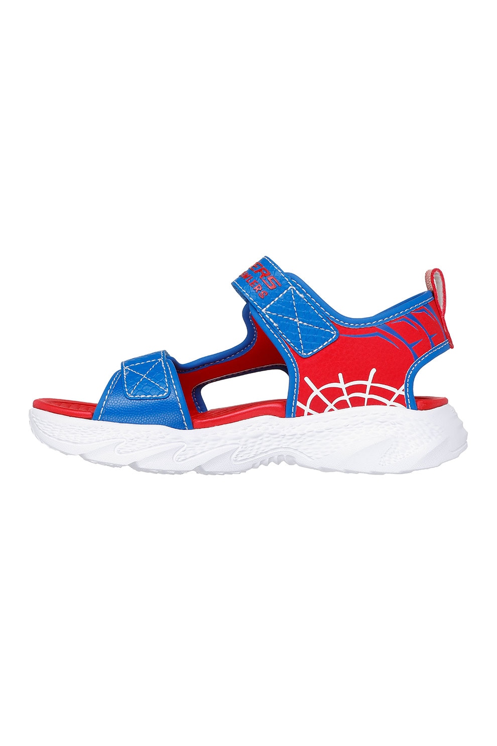 Skechers, Sandale flatform cu velcro, Rosu, Albastru, 32 EU