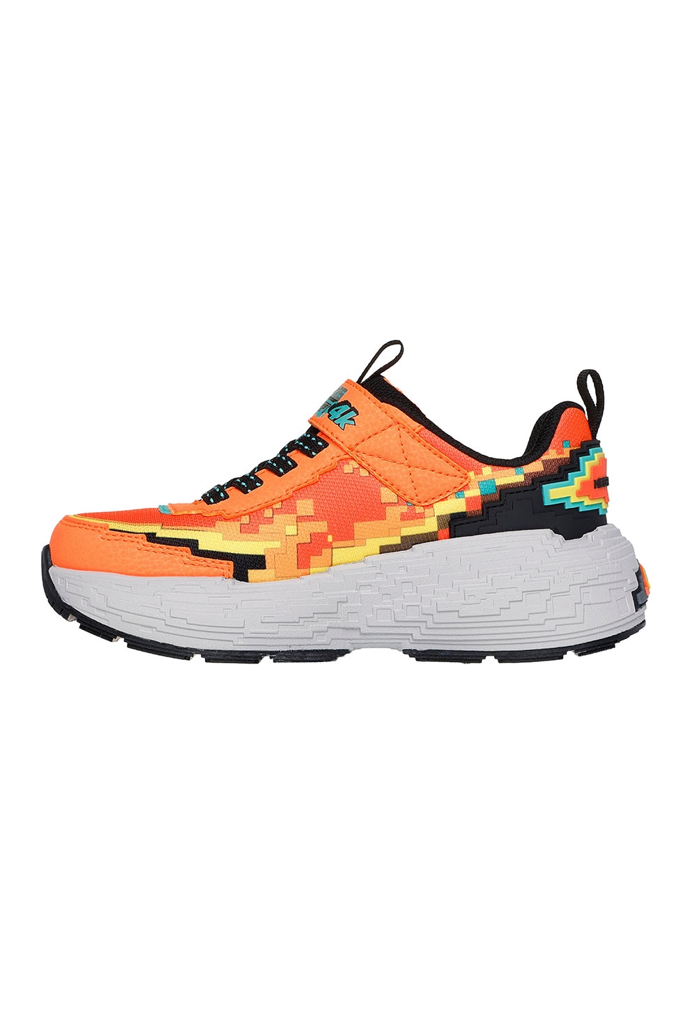 Skechers, Pantofi sport Mega Craft cu velcro, Negru, Portocaliu, 31 EU