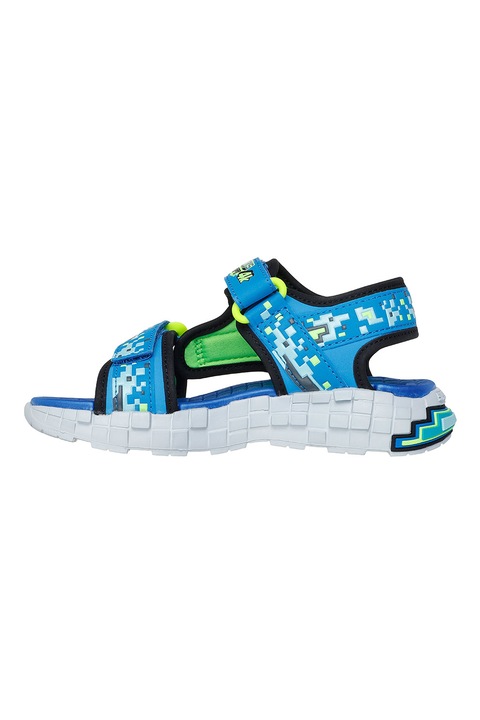 Skechers, Mega Craft lapos talpú tépőzáras szandál, Világoskék