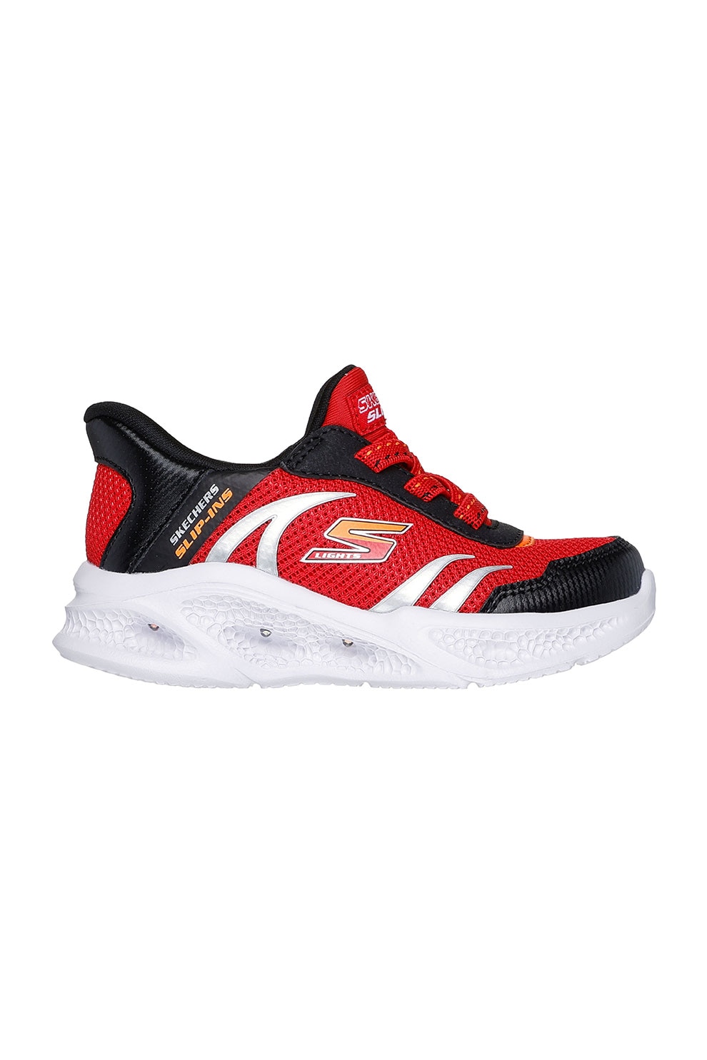 Skechers, Pantofi sport Meteor slip-ins cu LED-uri, Rosu, Negru, 22 EU