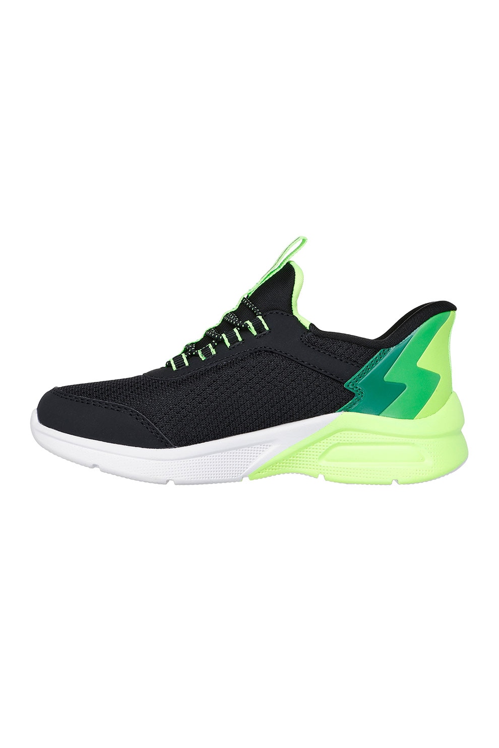 Skechers, Pantofi sport slip-on Micro Spec Max, Negru, Verde neon, 33.5 EU