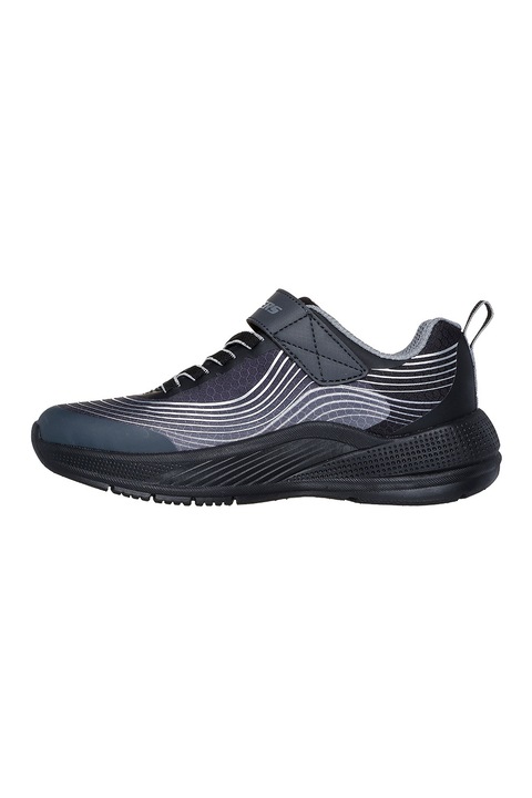 Skechers, Pantofi sport cu velcro Microspec Advance, Alb/Negru