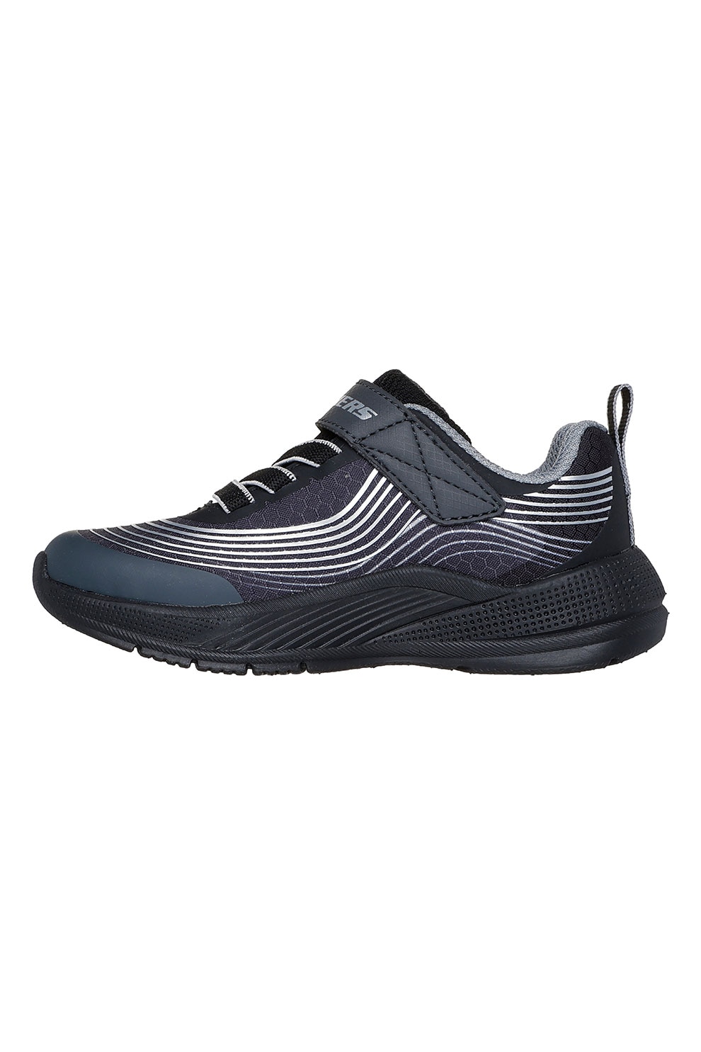 Skechers, Pantofi sport cu velcro si model Microspec Advance, Alb, Negru, 21 EU