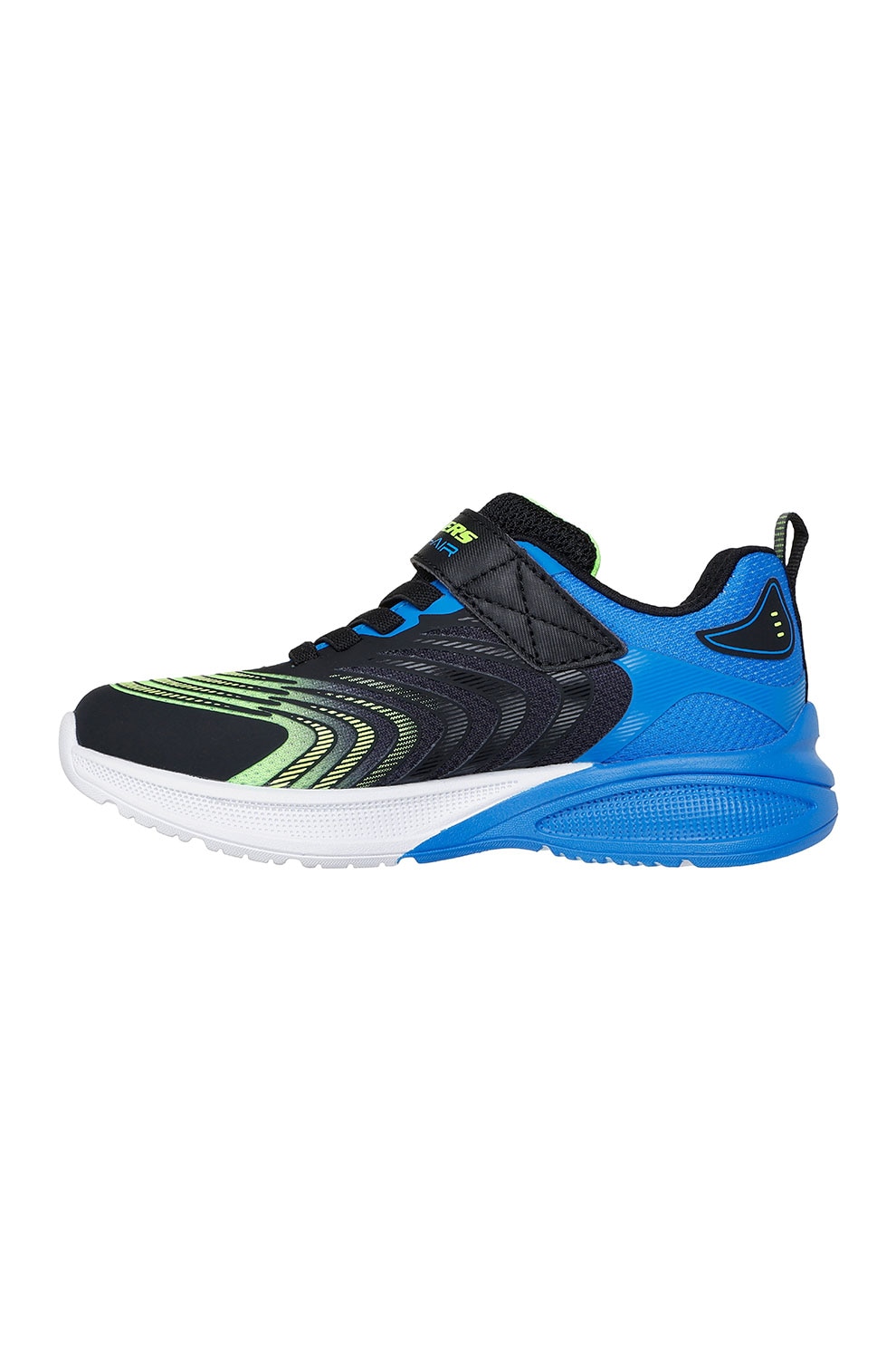 Skechers, Pantofi sport de piele ecologica cu velcro Microspec Max, Negru, Albastru, 32 EU