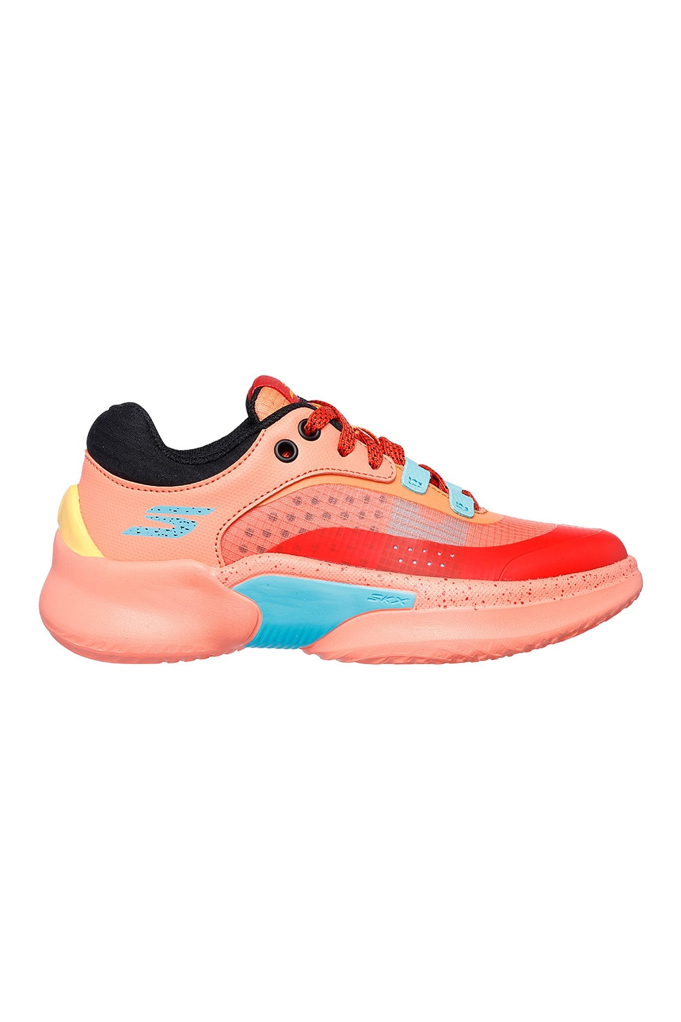 Skechers, Pantofi sport low-cut SKX Court Hype, Rosu, Portocaliu, 30 EU