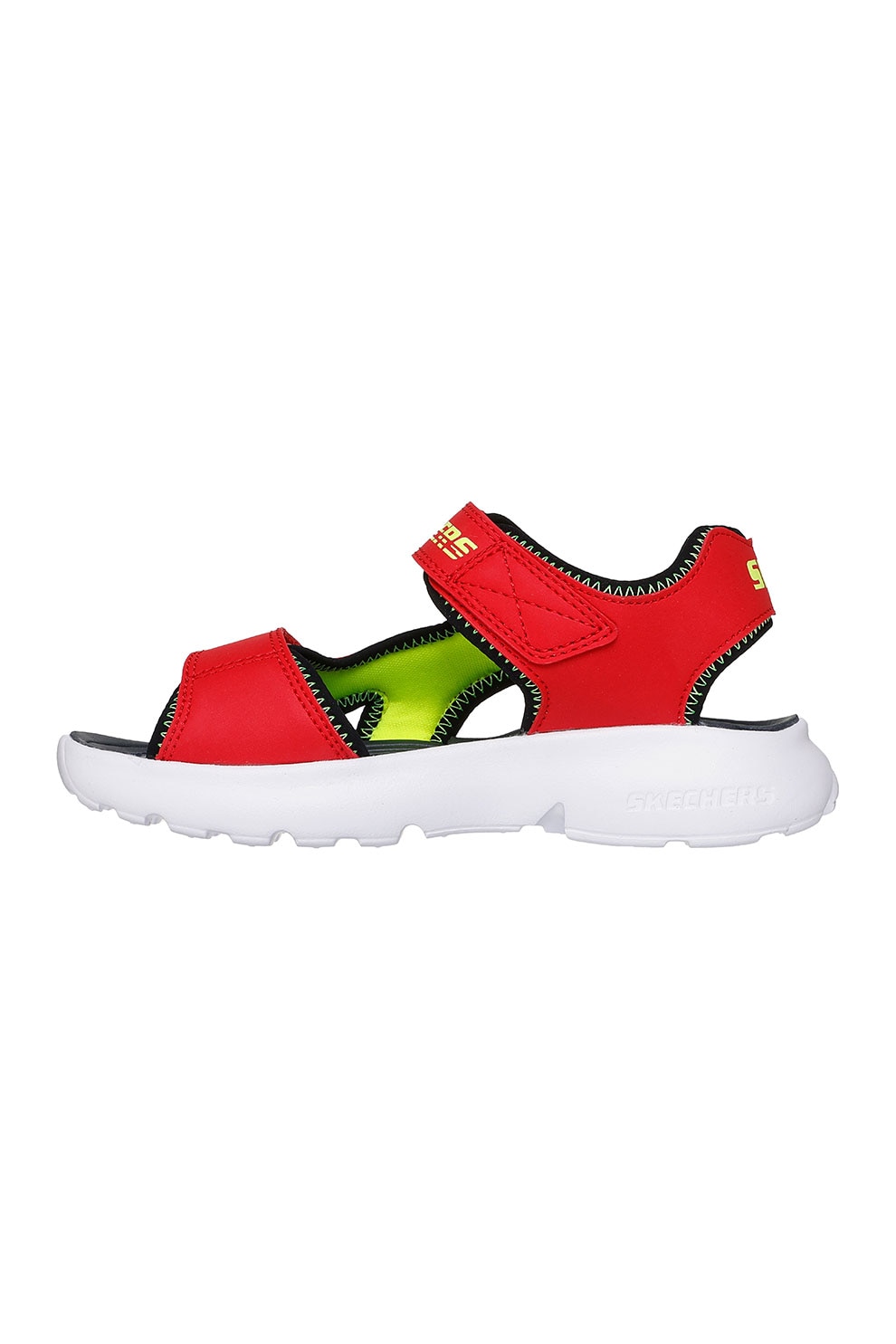 Skechers, Sandale cu inchidere velcro si detalii logo, Rosu, Bleumarin, 31 EU