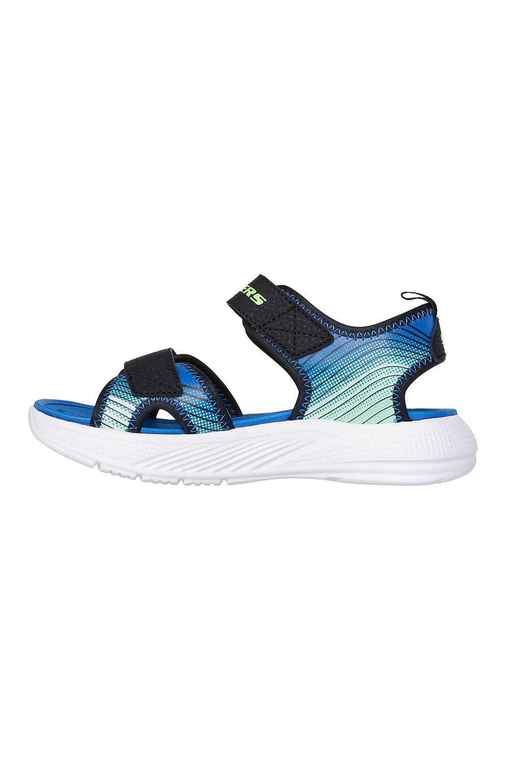 Skechers, Sandale cu velcro Microspec, Negru, Albastru, 34 EU