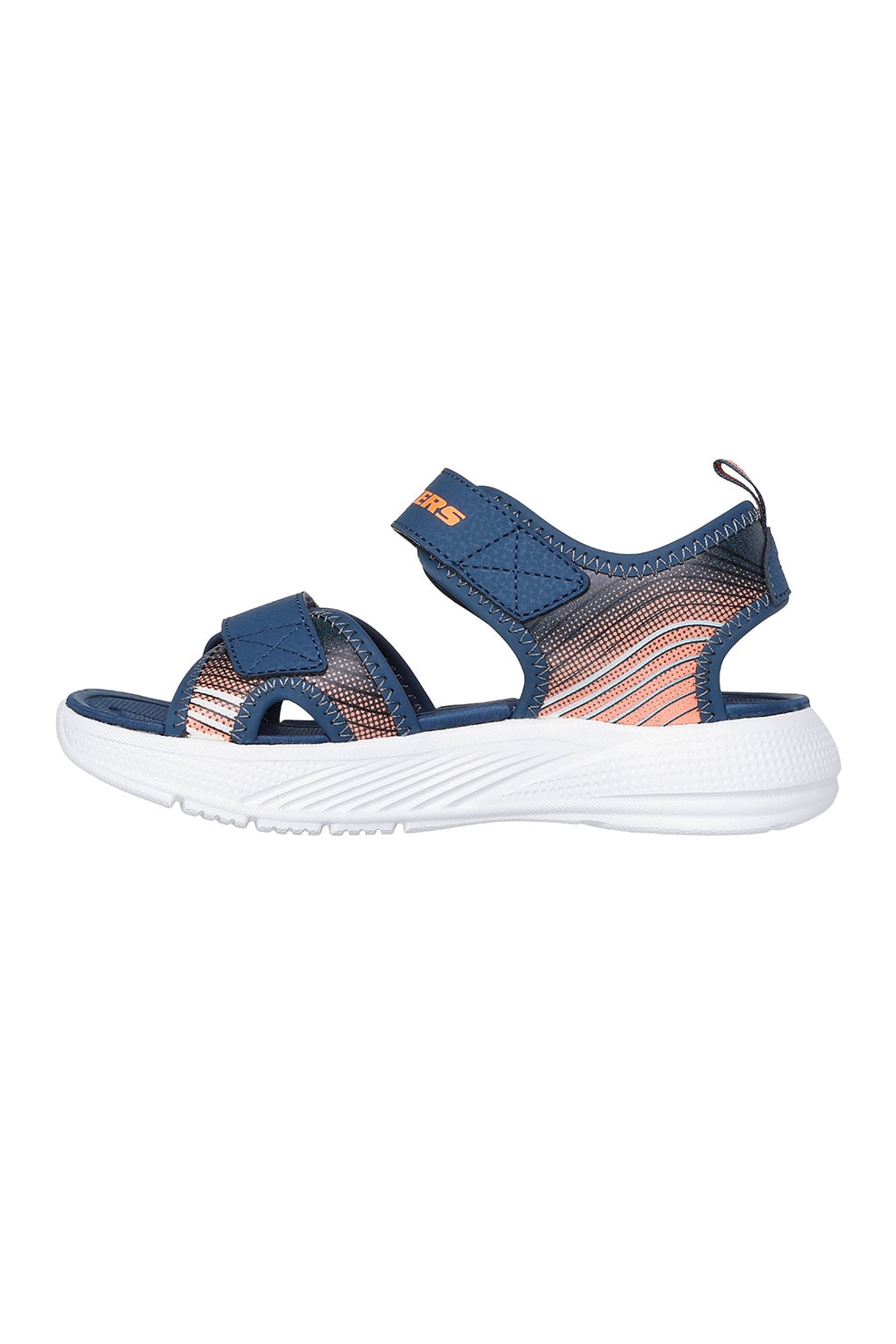 Skechers, Sandale cu velcro Microspec, Portocaliu, Albastru inchis, 32 EU