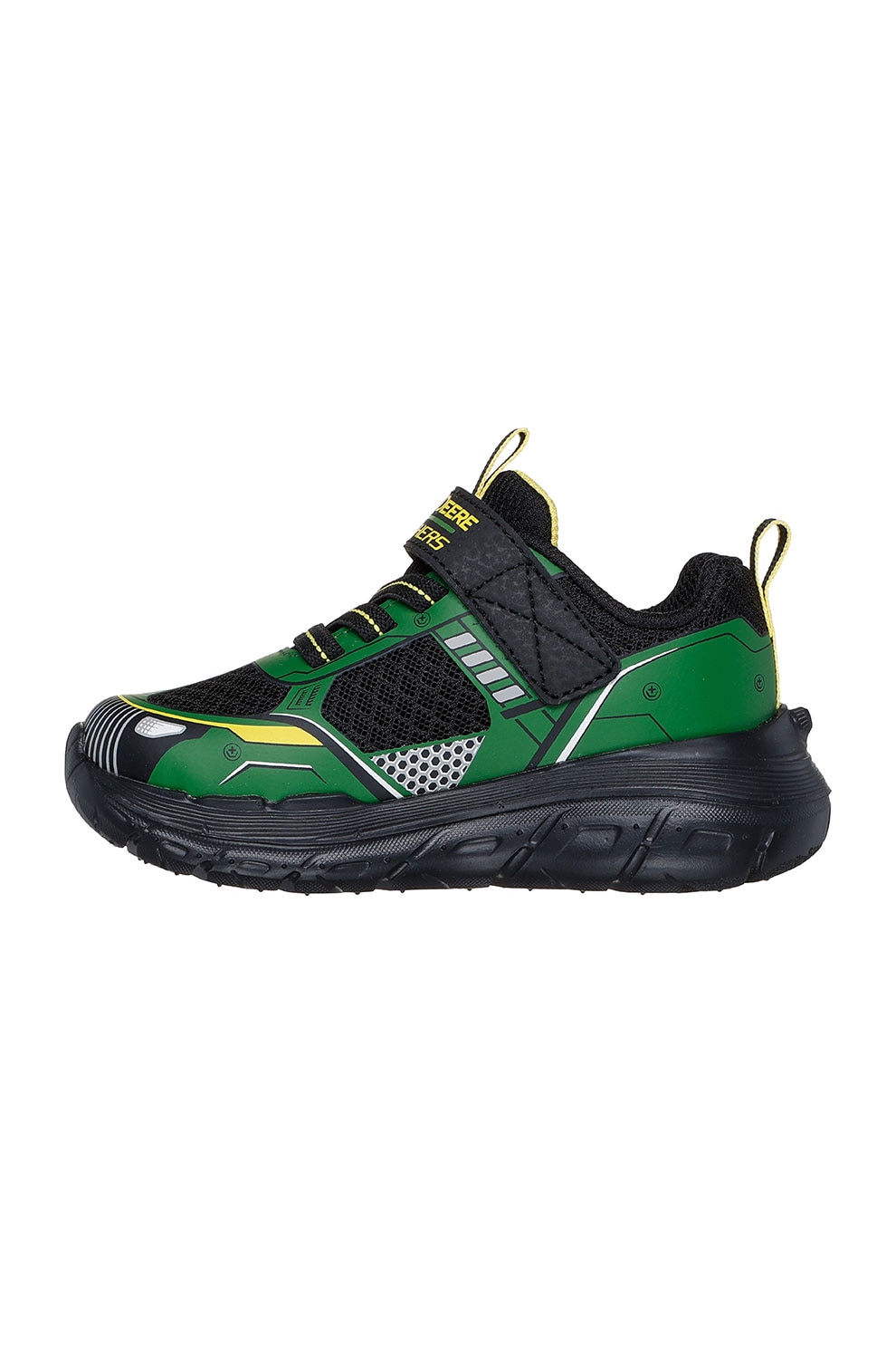 Skechers, Pantofi sport cu velcro si model, Verde, Negru, 22 EU