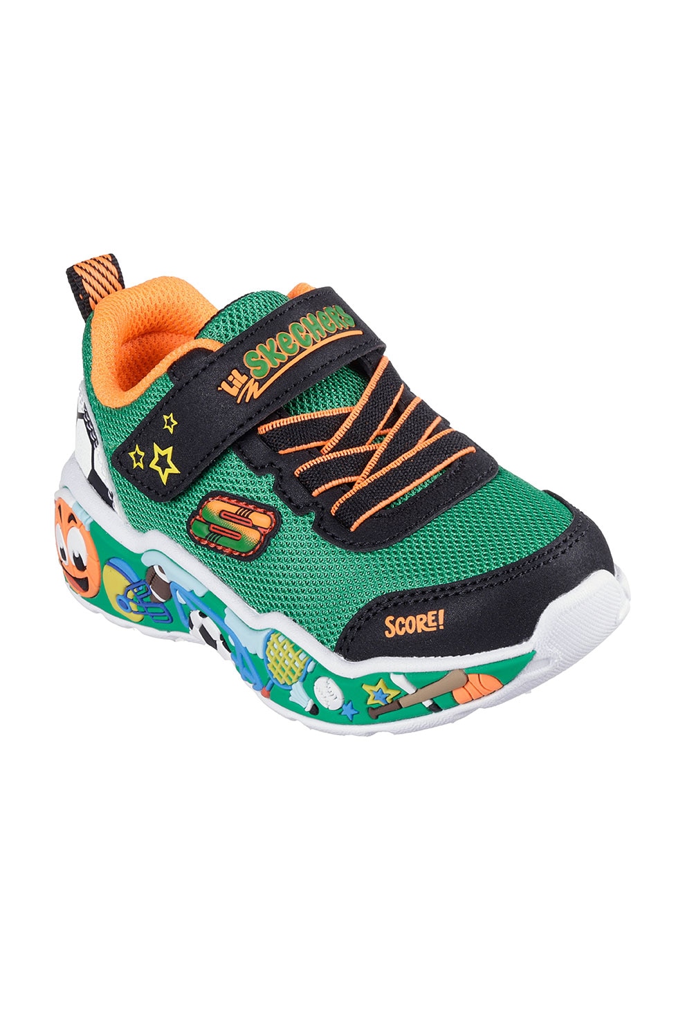 Skechers, Pantofi sport Play Scene cu model si velcro, Verde