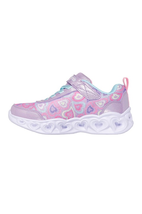 Skechers, Спортни обувки Heart Lights Boogie Love с LED светлини, Лавандула