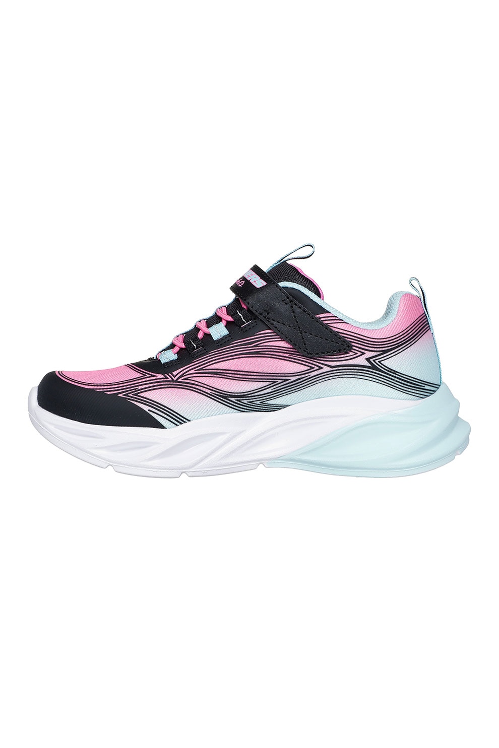 Skechers, Pantofi sport S-Lights Cosmic Glow cu LED-uri, Alb, Negru, Roz, 32 EU