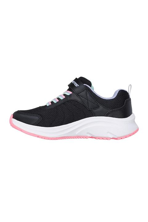 Skechers, Pantofi sport cu velcro Elite Sport, Negru/Verde deschis