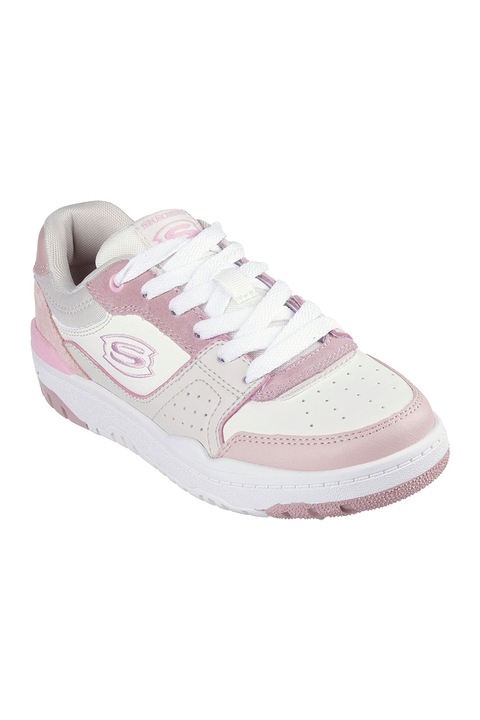 Skechers, Pantofi sport de piele cu garnituri de piele ecologica, Bej deschis, 36 EU